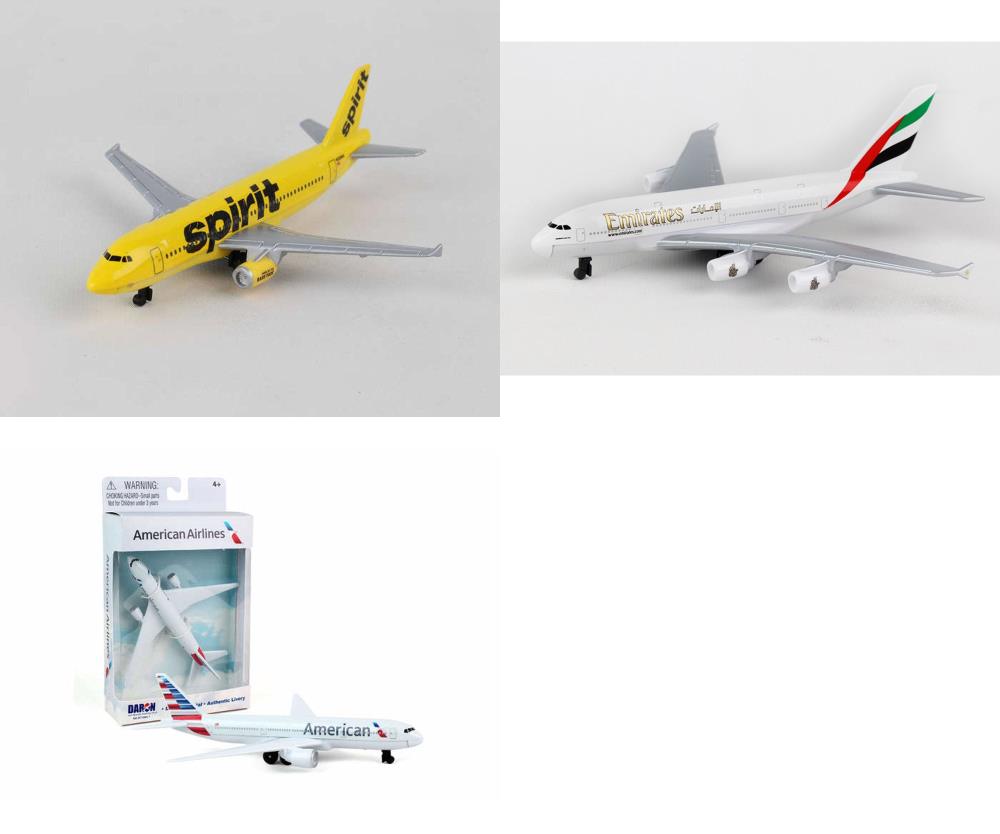 Spirit Emirates American Airlines Diecast Airplane Package 3x5.5" Diecast Planes - Imagen 1 de 4