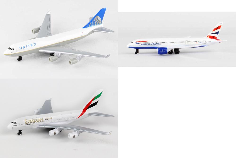 Paquete de avión diecast United British Airways Emirates Airlines aviones de 3x5,5" - Imagen 1 de 4