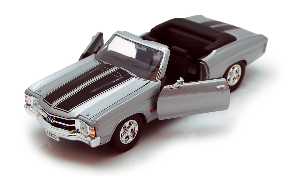 1971 Chevy Chevelle SS454 Cabrio Silber Welly 22089 Maßstab 1/24 Druckguss Auto - Bild 1 von 3
