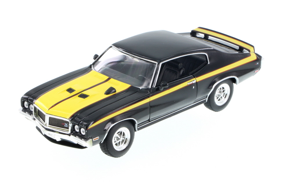 1970 Buick GSX, schwarz mit gelben Details - Welly 22433 Maßstab 1:24 Druckguss - Bild 1 von 4